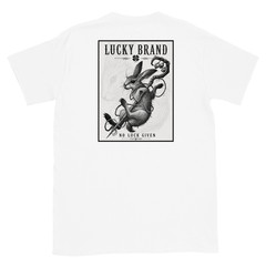 Lucky Brand No Luck Given Graphic Tee Dark Gothic Rabbit Streetwear Shirt