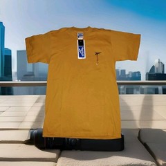 REEBOK CLASSIC EMBROIDERED BLANK VTG 90s Dark Yellow T SHIRT MENs SZ Small