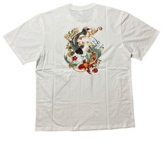 Niepce Lucky Twin Japanese Streetwear Embroidery T-shirt Koi Fish T-shirt Sz L