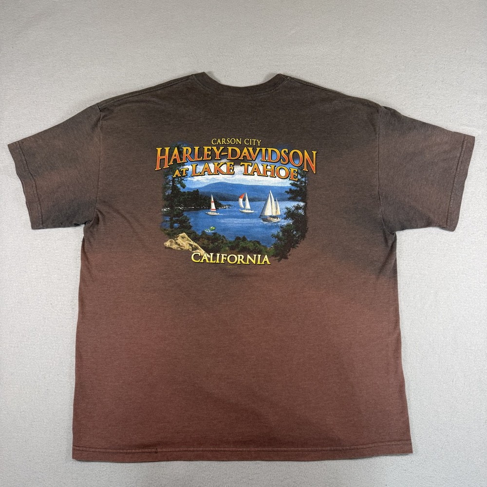 Harley Davidson T-Shirt Men’s 2XL Grey Red Maroon Gradient Biker Motorcycle
