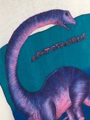 Vtg Fabric Art White Single Stitch Dinosaur Apatosaurus Nature USA Made XL