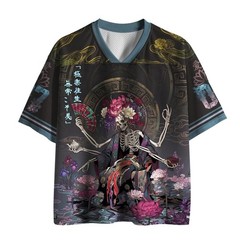 Japanese Skeleton Graphic Football Jersey Polyester Breathable Quick Dry T-Shirt