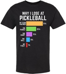 Why I Lose at Pickleball T-Shirt Funny Doubles Player Humor 100% Cotton Tee