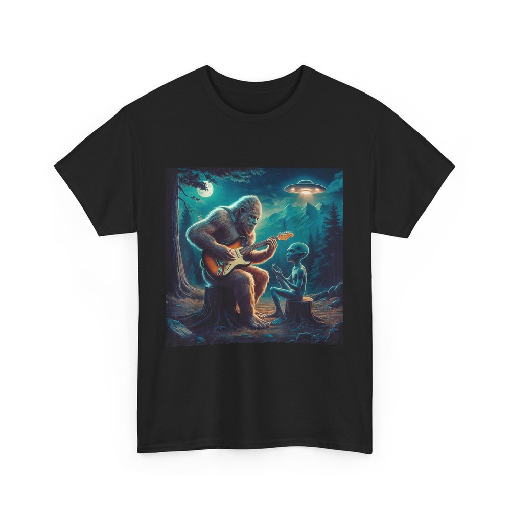 Alien Bigfoot Guitar Shirt, Sasquatch UFO Gifts For Men Women T-Shirt