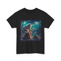 Alien Bigfoot Guitar Shirt, Sasquatch UFO Gifts For Men Women T-Shirt