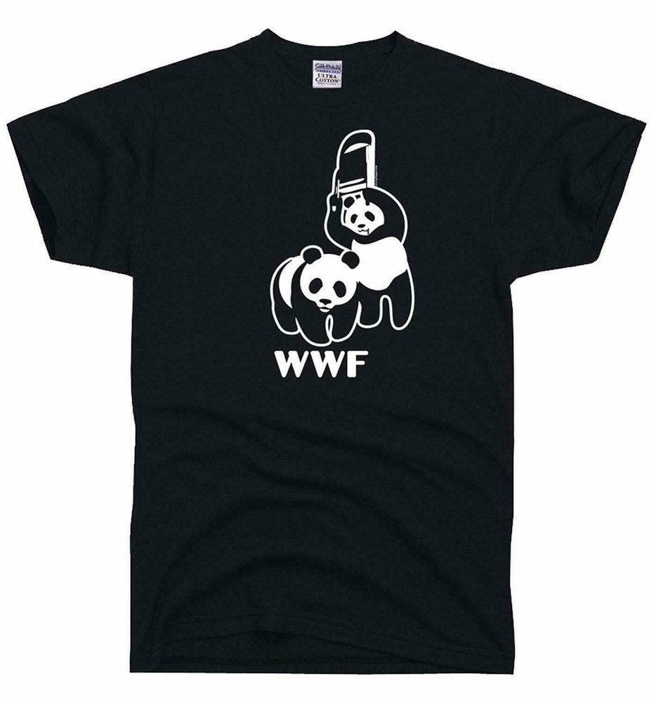 WWF WWE Panda Wrestling Chair Men Black Shirt – Funny Shirt
