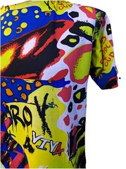 Royal Blue Label Graffiti T Shirt Colorful Print Urban Street Art Size M