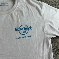 Hard Rock Cafe Caymen Islands Shirt Mens Large White Blue Iguana Short Sleeve