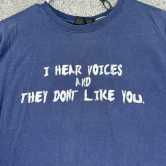 No Boundaries Shirt Mens Large Blue I Hear Voices Graphic Funny Humor Quote Y2K