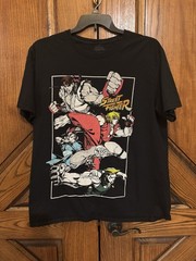 Street Fighter Cast Action Shots Men’s Graphic Black T-Shirt Tee Size XL Capcom