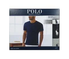 Polo Ralph Lauren Men’s White-Black-Grey Slim Fit Crew-Neck 3 Pack T-Shirts (XL)