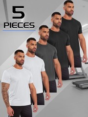 5Pack Men Active Athletic T-Shirts Running Workout Hiking Swim Gym Outdoor Sport