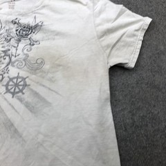 OP Shirt Mens Medium White Nautical Tattoo Graphic Grunge Eagle Rose Anchor Art