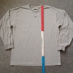 Vintage Nike T Shirt Mens Large Gray Embroidered Center Swoosh Long Sleeve Y2K