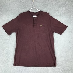 Riggs Workwear By Wrangler Shirt Mens Large Maroon Henley Pocket Workwear
