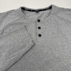 Public Rec Mens 2XL Solid Gray Long Sleeve Cotton Blend Henley Shirt