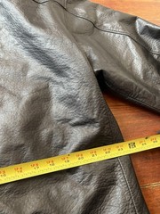 Vintage 80s Leather Jacket Mens Black Genuine Size XL YBS Zipper Rare