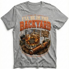 Ill Be In The Backyard BBQ Whiskey Grill Cigar Relax T-Shirt Good Times Tee