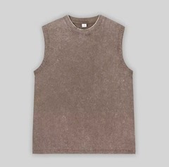 Men’s Acid Wash Muscle Shirt – Vintage Sleeveless T-Shirt, Plain