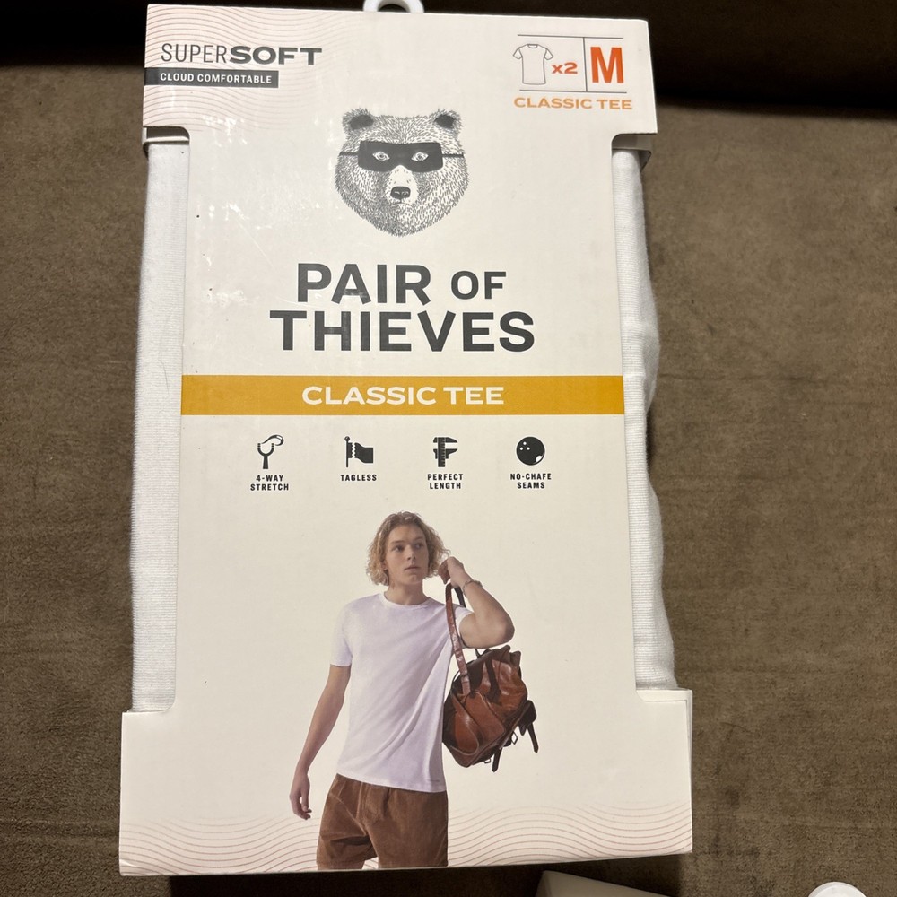 Pair of Thieves Classic Tee Super Soft White Men’s Short Sleeve 2-Pack Size M