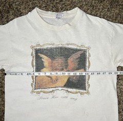 Rosso Fiorentino Cherub Playing a Lute Shirt MD 19” X 25” USA Single Stitch Art