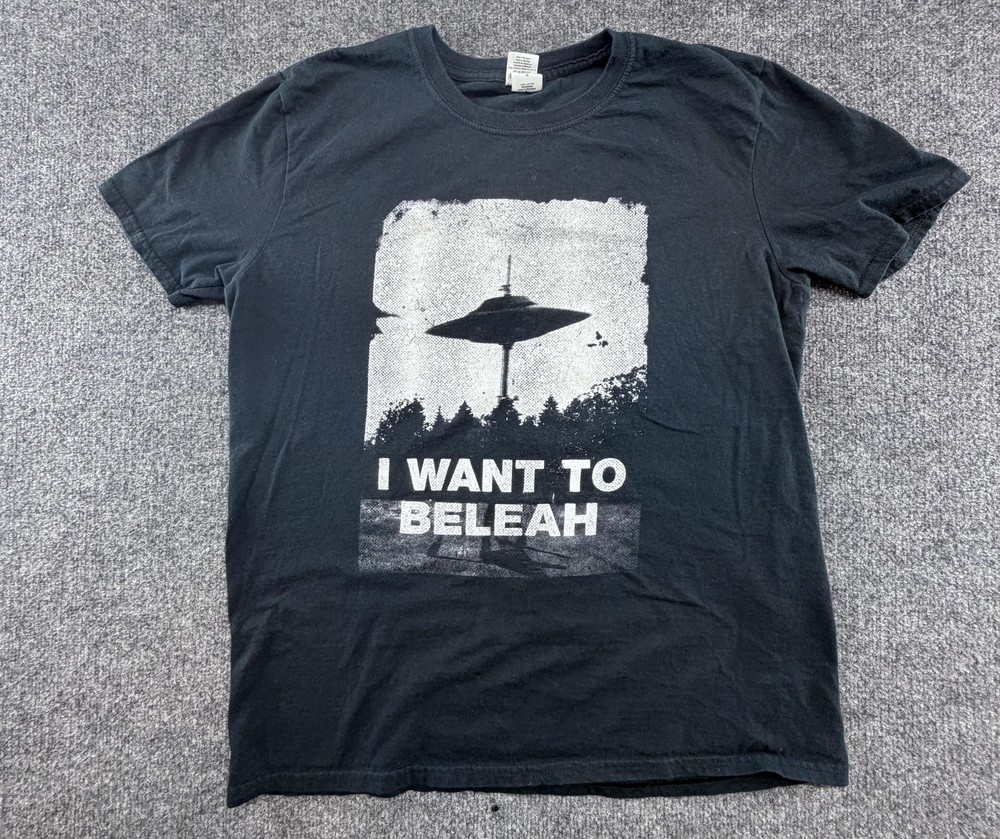 BRMC I Want To Beleah Shirt Mens Large Black UFO Support For Drummer Leah 2014