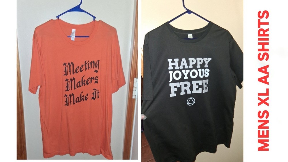 Clothes: MEN’S 2pc Alcoholics Anonymous T-shirt Lot (X-LARGE) black & Orange