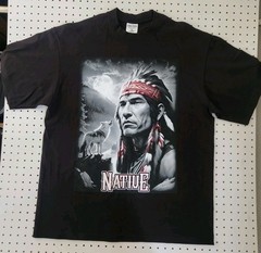 Shaka Wear Native American Wolf Moon Heavyweight Streetwear T-Shirt Black XL