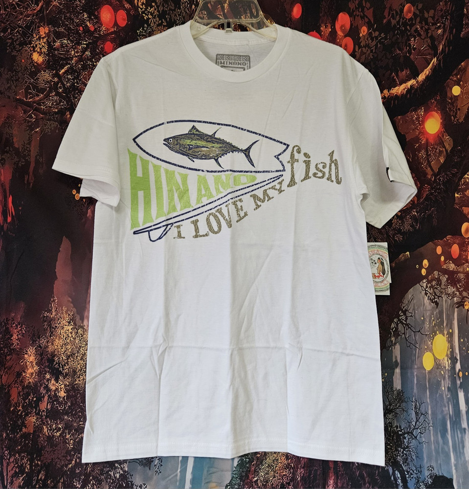 Hinano Tahiti Mahi Ahi Fish Graphic White Men’s Crew Neck Cotton T-Shirt M