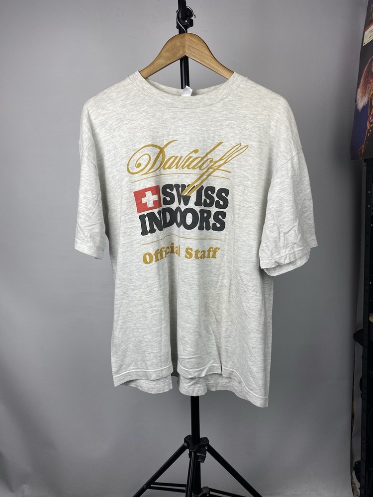 2001 Davidoff Swiss Indoors Hanes Gray T Shirt Mens Xl Sz Unique