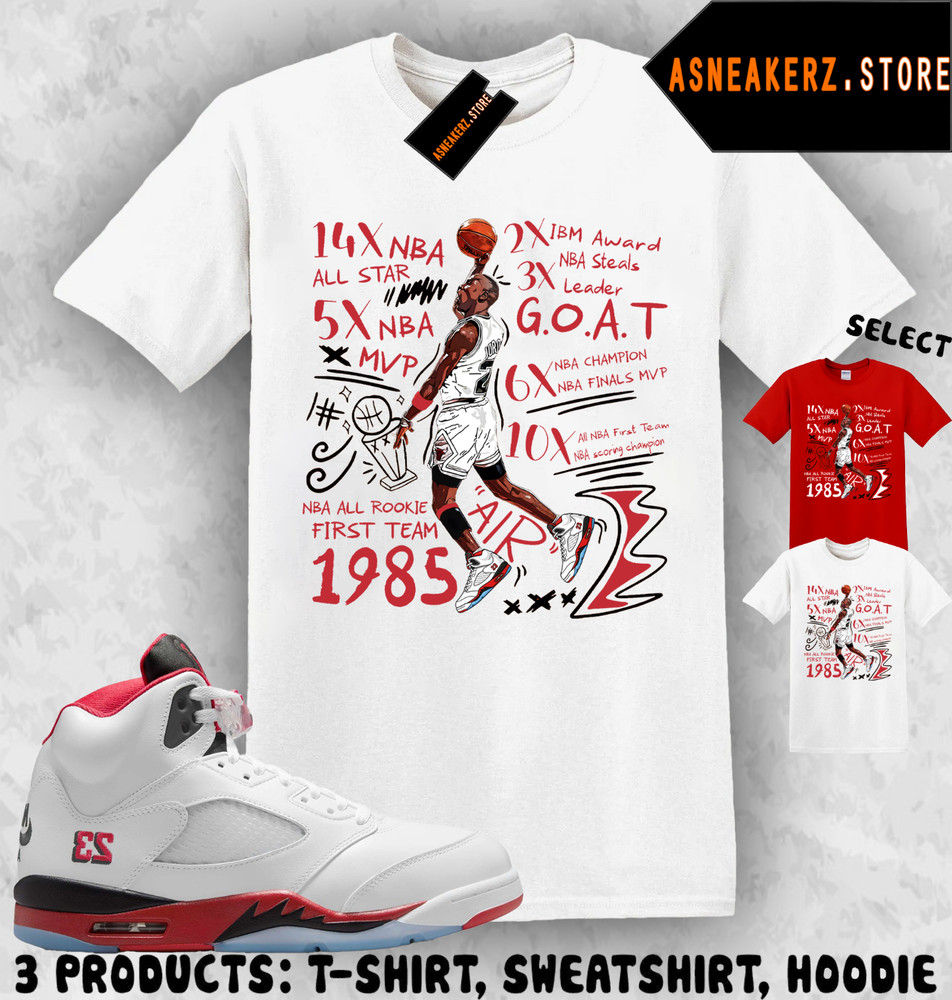 Tee Shirt Matching 5 OG Fire Red 2025 To Match Sneaker MJ 23 Accolades T-Shirt