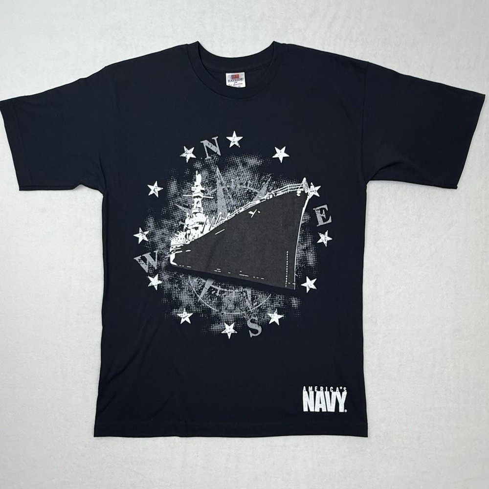 New Bayside America Navy T-Shirt Men’s Black Medium Directional Ship Midshipmen