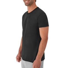 7 Pack Mens Stay-Tucked 100% Cotton Crew T-Shirts, Best Undershirts Large Black