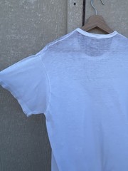 Vintage 50s 60s White Cotton Tee Shirt Large Single Stitch Distressed Frayed