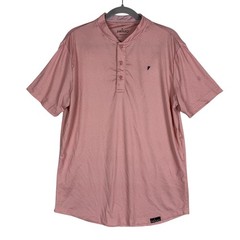 Primo Shirt Mens Medium Pink Henley Polka Dot Lightweight Stretch Tee Jersey