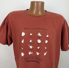 Australia Shirt Mens Large Birds of Tasmania Red Ochre T-shirt Nature Tee Funny