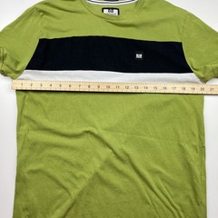 Weekend Offender T Shirt Mens Large Green Chest Stripe Logo Casual Crew Neck