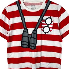 Where’s Waldo Cosplay Costume Striped Tee T-Shirt Red White Adult Small