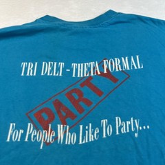 Vintage Hanes Shirt Mens XL Blue Tri Delt Theta Formal 87 Party Greek Tee USA