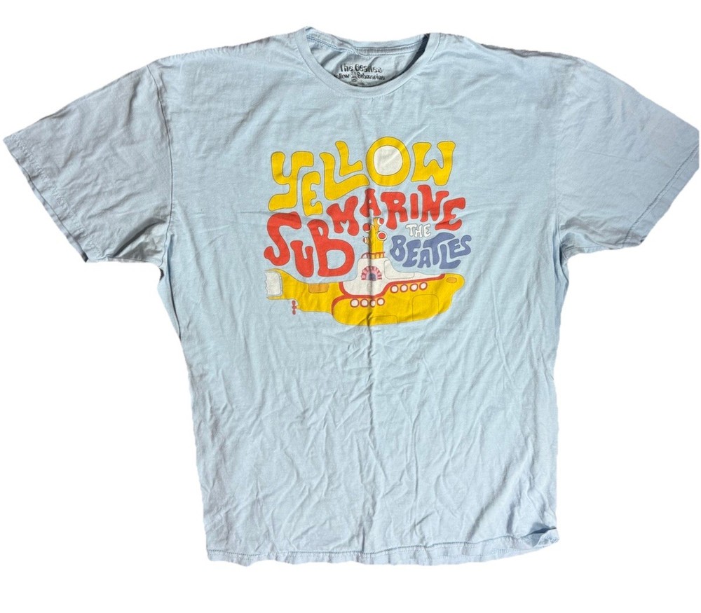 The Beatles Yellow Submarine Graphic T-Shirt Blue Men’s Size L Band Tee Retro XL