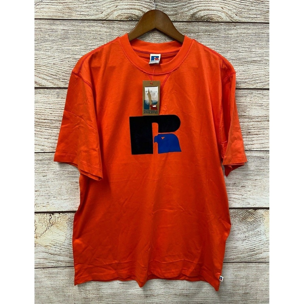 Russell Tee Shirt Mens Size XL Cherry Tomato Slim Fit Felt Logo T-Shirt New