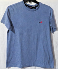 Perry Ellis America Embroidered Flag Logo Blue Crew Business Casual T Shirt