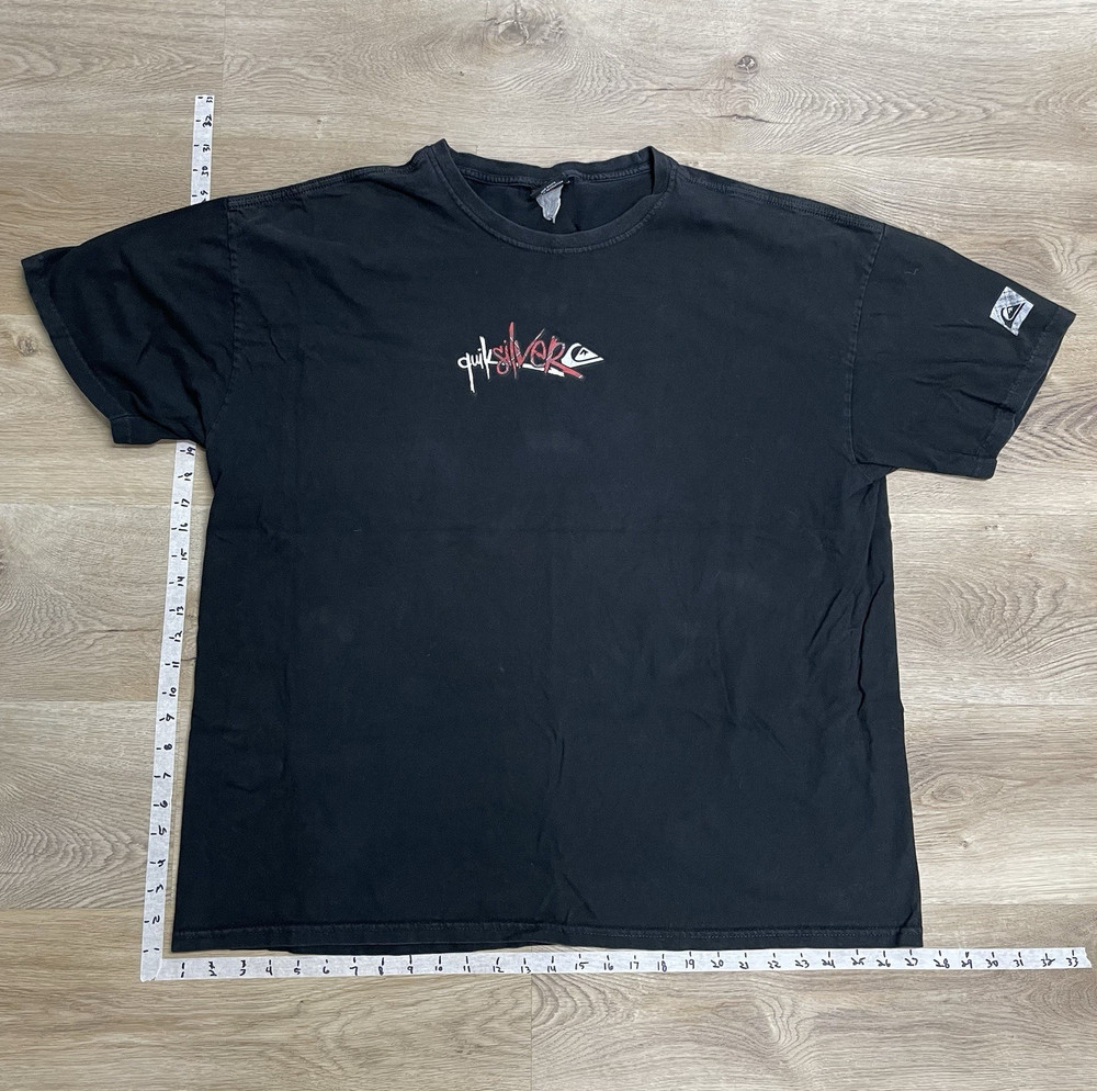 Quiksilver Men’s Black California Graphic Logo Crew Neck Tee 2XL Double-Sided