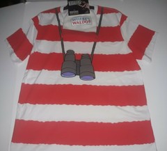 Where’s Waldo Adult Men’s 3XL 48/50 Striped Tee Shirt & Beanie Hat Combo NEW