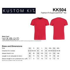 Kustom Kit Fashion Fit Short Sleeve Casual T-Shirt KK504 – Superwash 60°C Polo