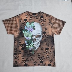 DOM It’s All About The Art Adult Unisex L T-Shirt Skull With Flowers Black
