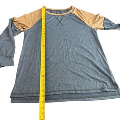 Unisex M Brown Blue Henley Shirt Long Sleeve Lightweight Casual Pullover Comfort