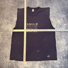 VTG Russell Athletic Smile If Youre Not Wearing Undies Muscle Tee Shirt L Funny