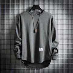 Men’s Casual Baggy Long Sleeve Shirt Sports Round Neck Fashion T-Shirt Street