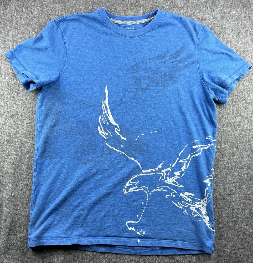 American Eagle Outfitters Mens Shirt Size Large Blue Tee Graphic Eagle Print